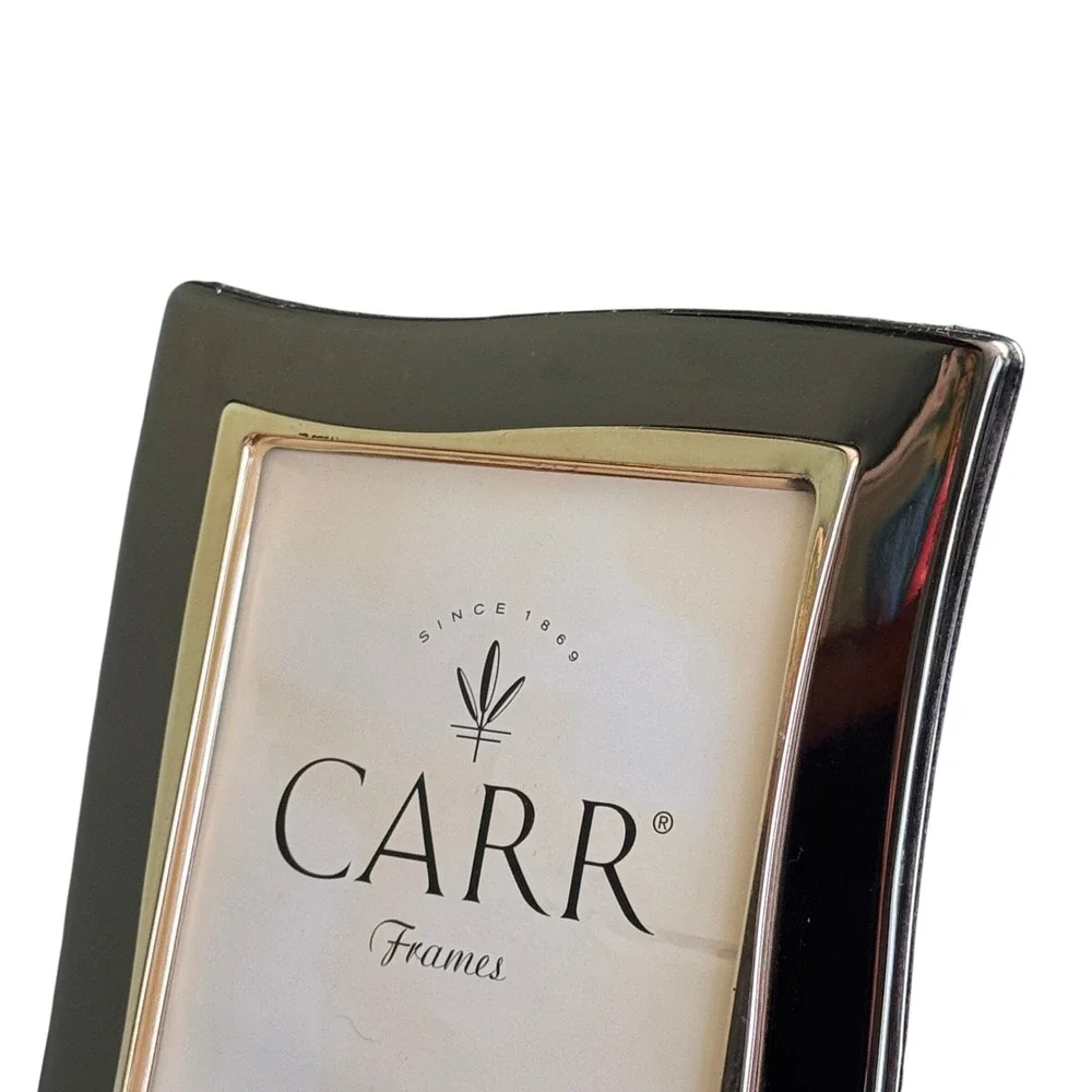 Carr 5x7 Photo Frame Silver Metal Wavy Gold Trim Modern Tabletop Decor‎